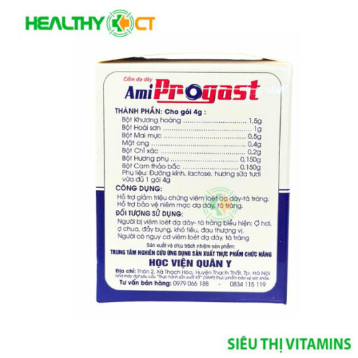 Thành phần Cốm bình dạ dày Ami Progast học viện quân y